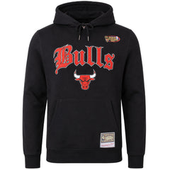 Mitchell & Ness NBA Chicago Bulls Old English Fadded Mens Black Hoodie