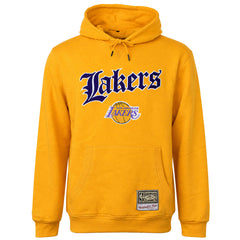 Mitchell & Ness NBA Los Angeles Lakers Old English Faded Mens Yellow Hoodie