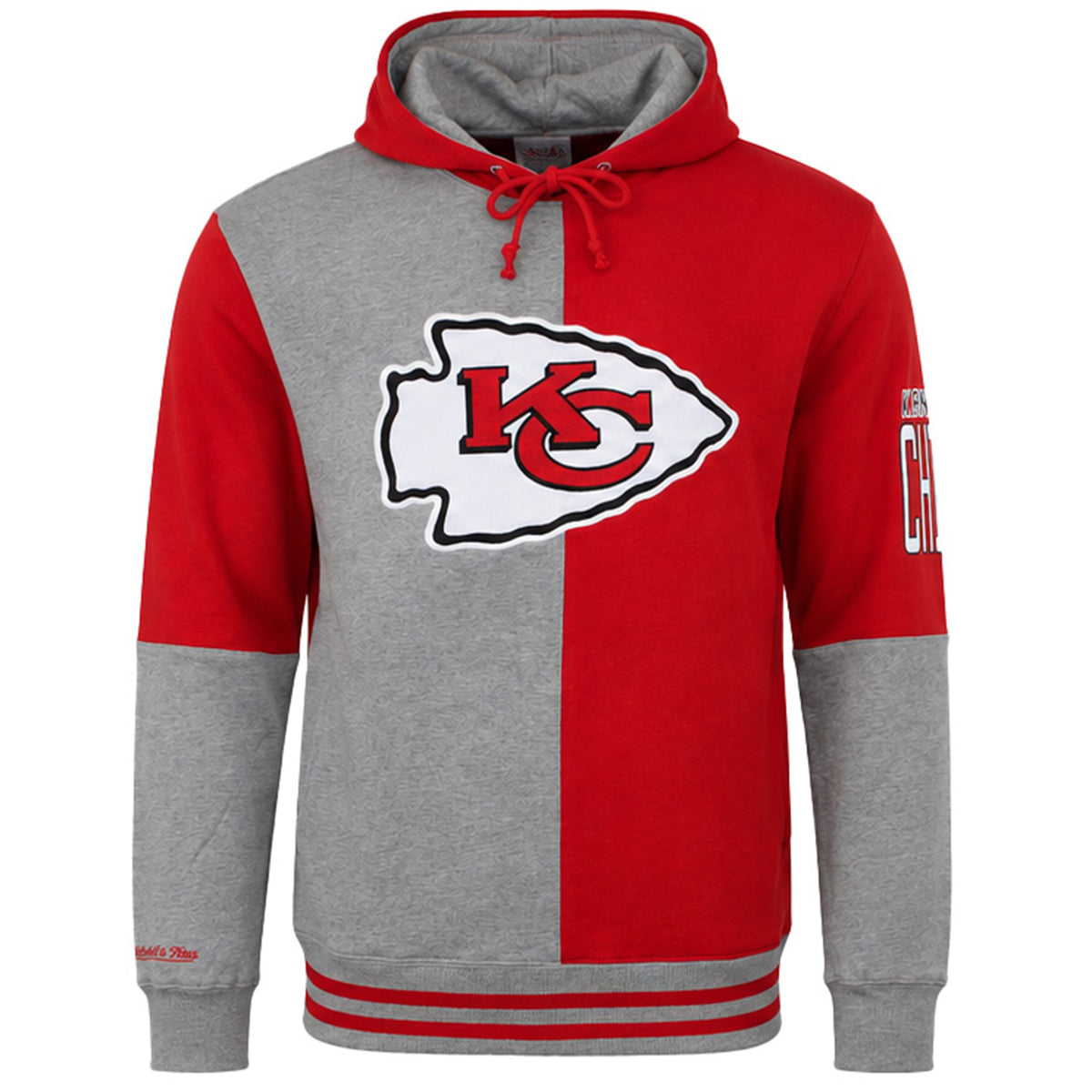 Mitchell & Ness NFL Kansas City Chiefs Split Color Mens Grey/Red Hoodie