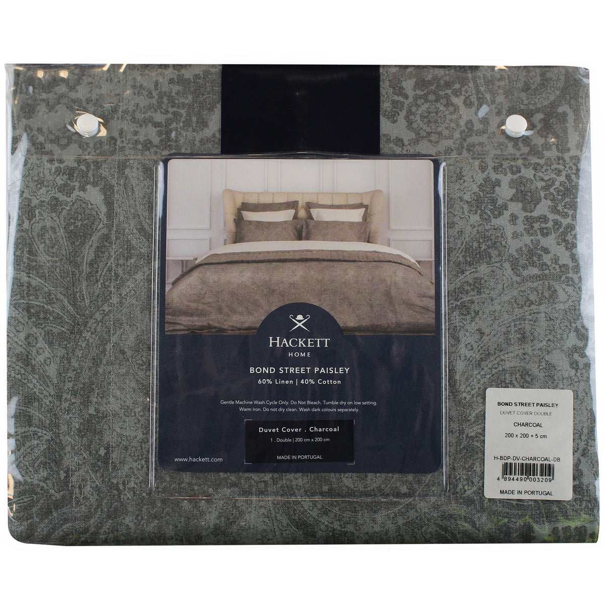 Hackett Bond Street Paisley Charcoal Double Duvet Cover