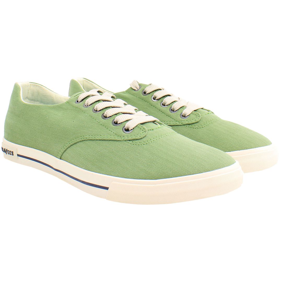 Seavees Hermosa Surfwash Mens Green Plimsolls