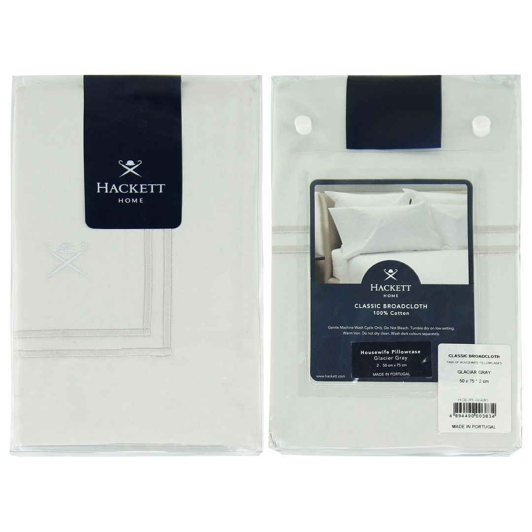 Hackett Home Square Light Grey Cotton Pillowcase