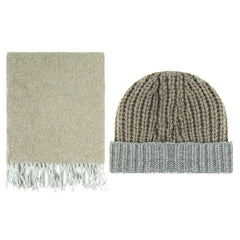 Hackett London Wool Grey Scarf Beanie Set