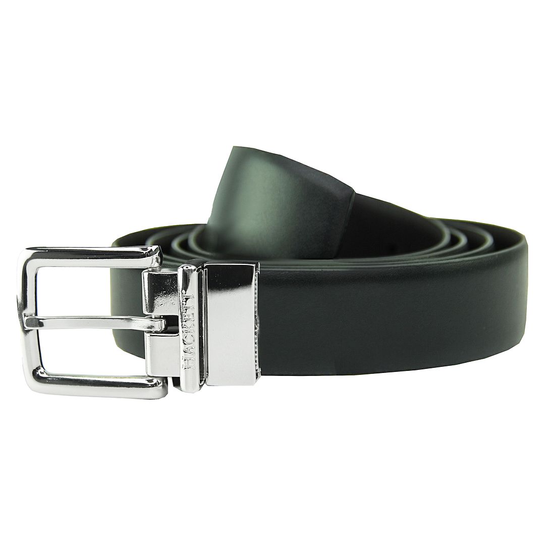 Hackett London Leather Mens Black Belt Set