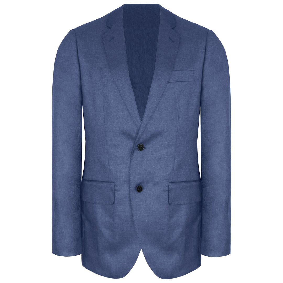 Hackett London Plain Wool Twill Mens Blue Suit