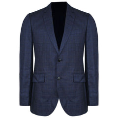 Hackett London 130S Fancy Checkered Mens Blue/Grey Suit