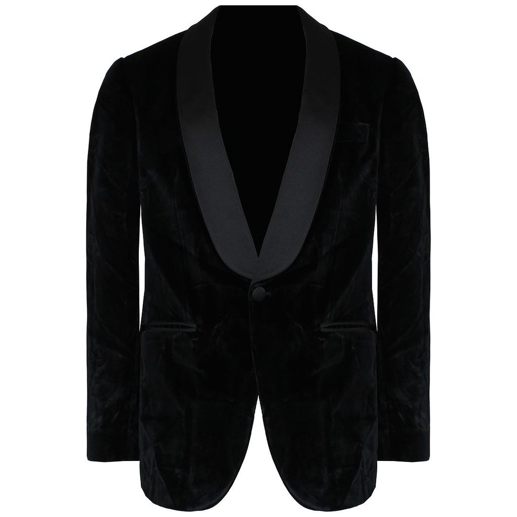 Hackett London Shawl Collar Velvet Mens Black Blazer