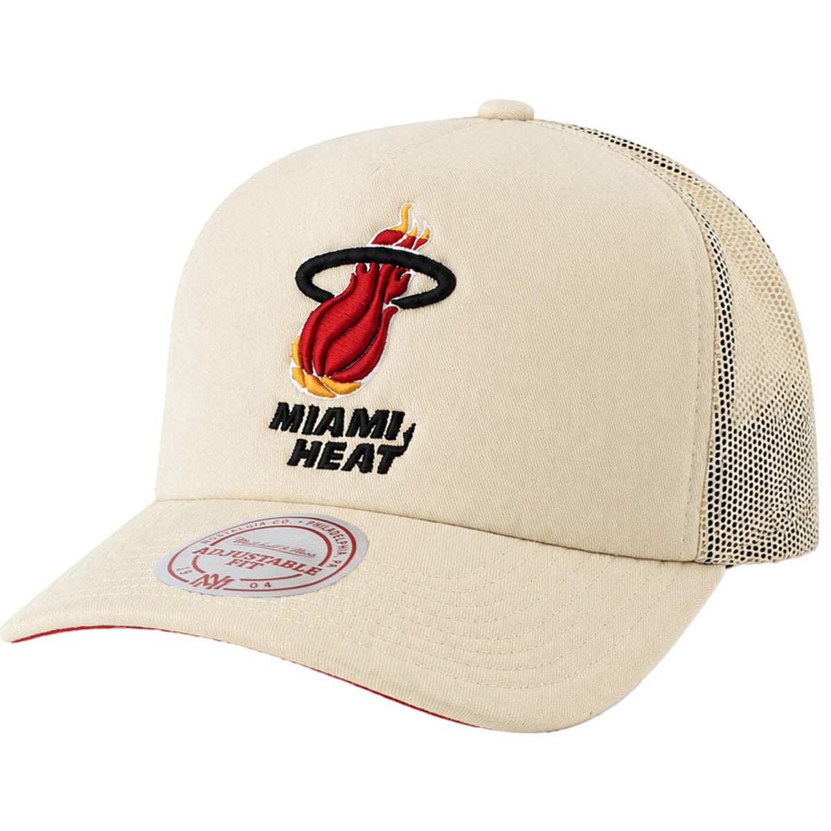 Mitchell & Ness NBA Miami Heat Evergreen Trucker Off White Cap