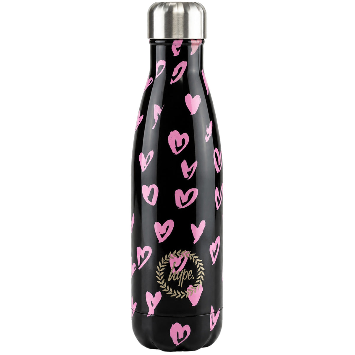 Hype 500ml Scribble Hearts Black/Pink Water Bottle