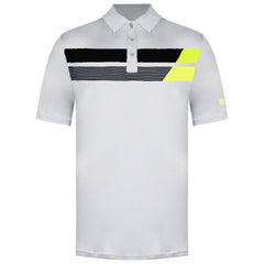 Island Green Asymetric Print Mens White Golf Polo Shirt