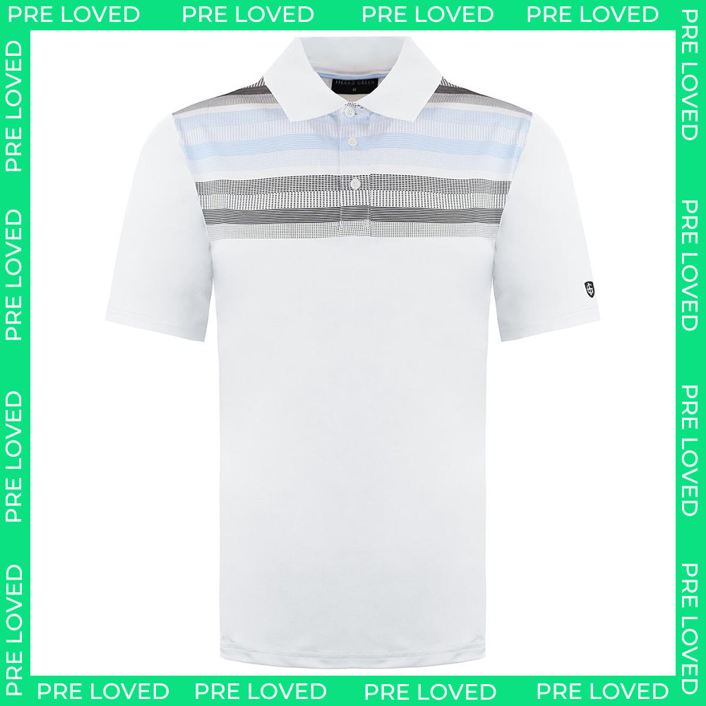 Island Green Matrix Print Mens White Golf Polo Shirt NO TAG