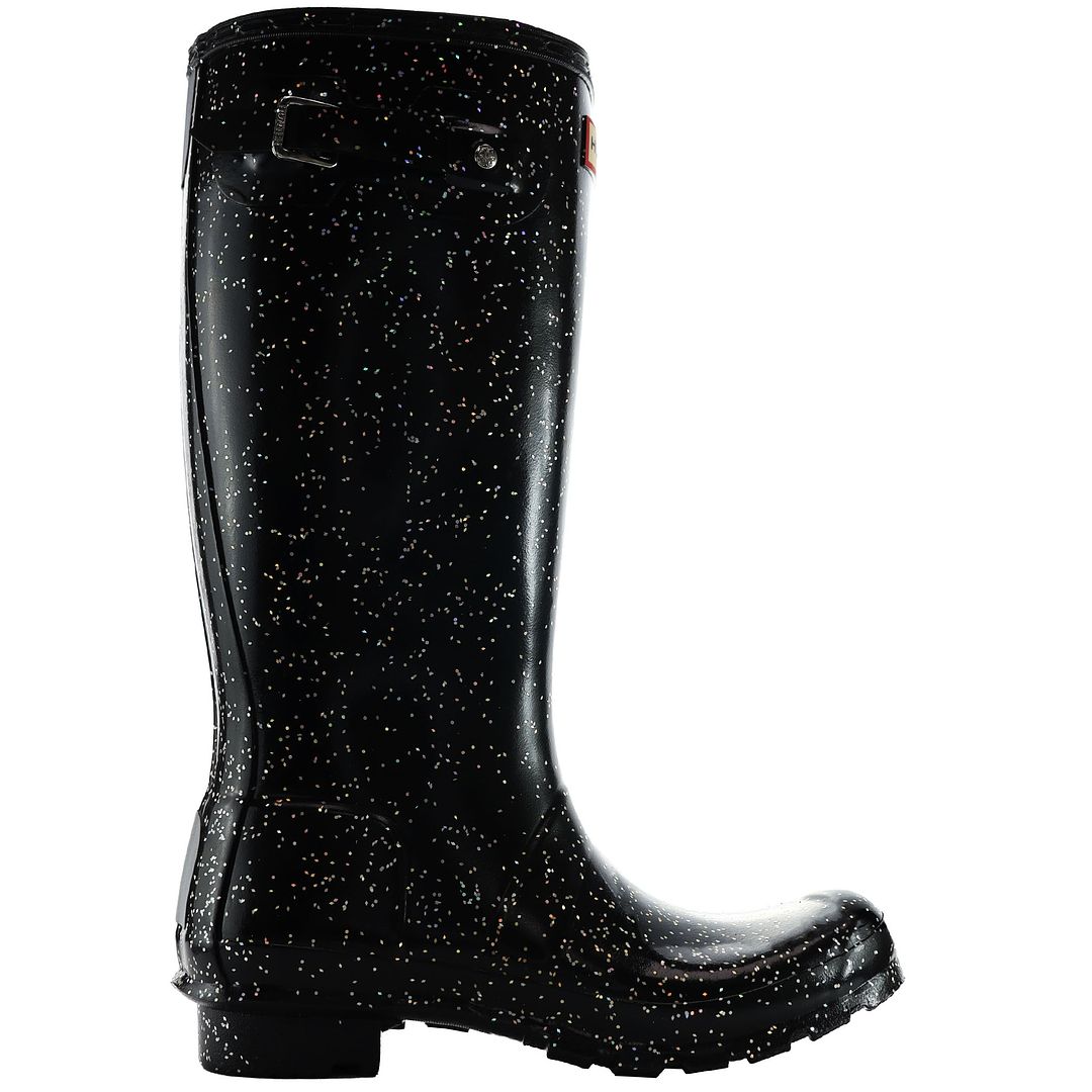 Hunter Giant Glitter Kids Black Wellies Boots