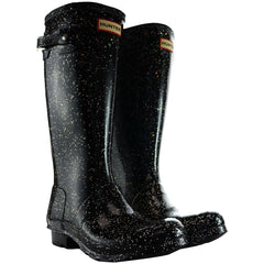 Hunter Giant Glitter Kids Black Wellies Boots