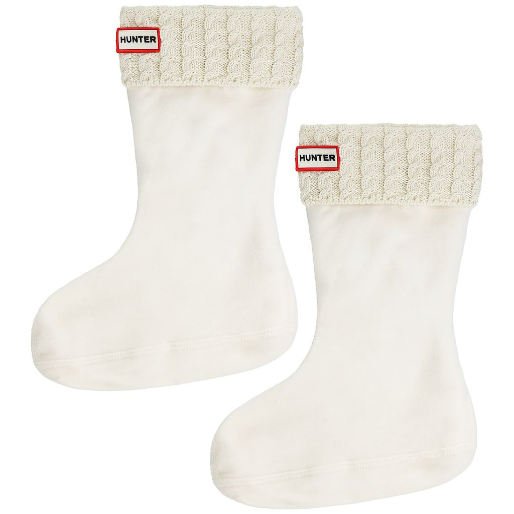 Hunter Recycled Mini Cable Kids Beige Boot Socks