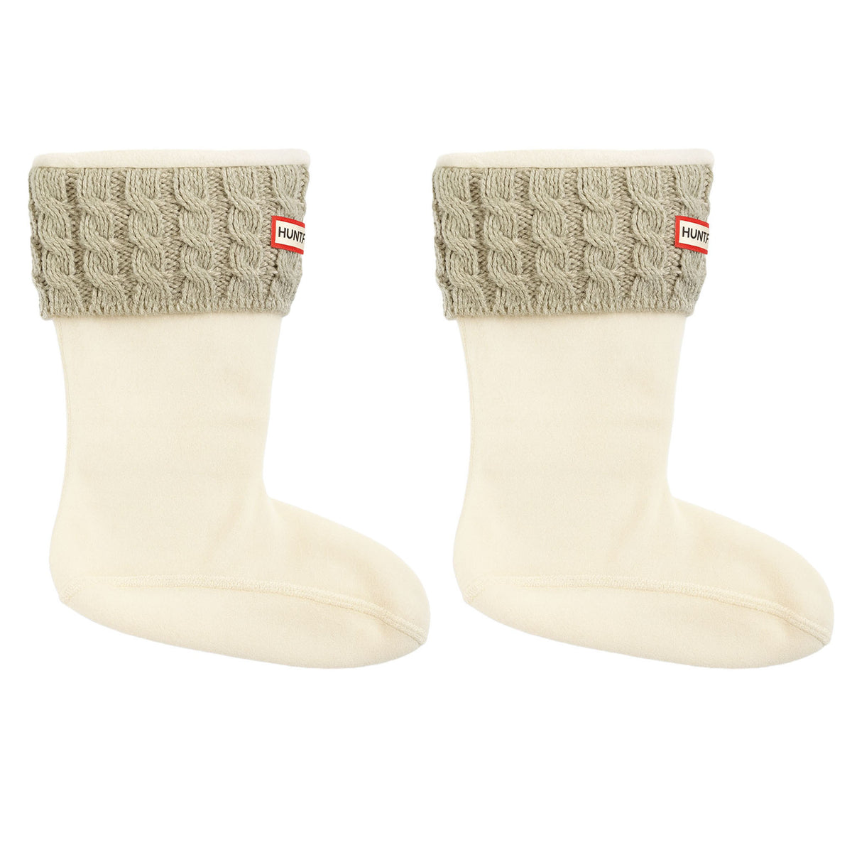 Hunter 6-Stitch Cable Kids Beige Boot Socks