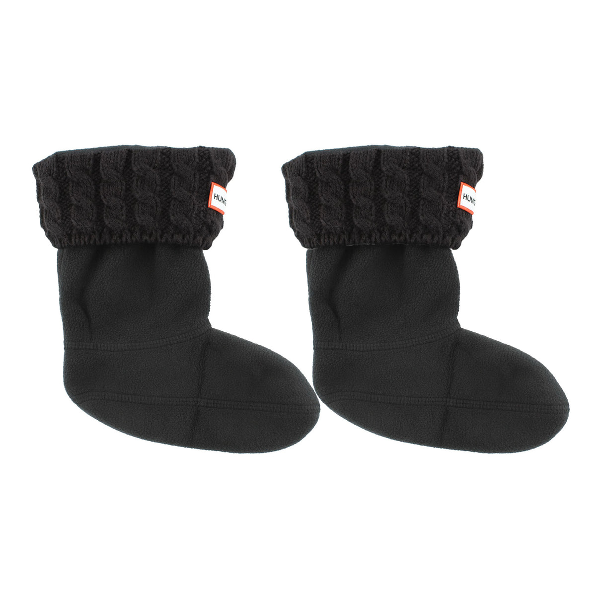 Hunter 6-Stitch Cable Kids Black Boot Socks