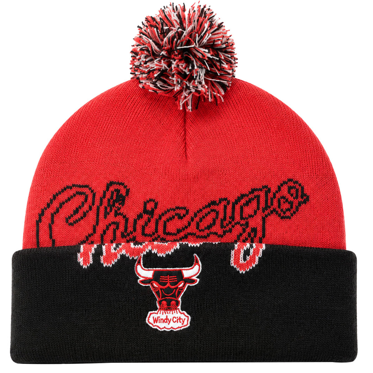 Mitchell & Ness NBA Chicago Bulls Double Take Knit Red Beanie