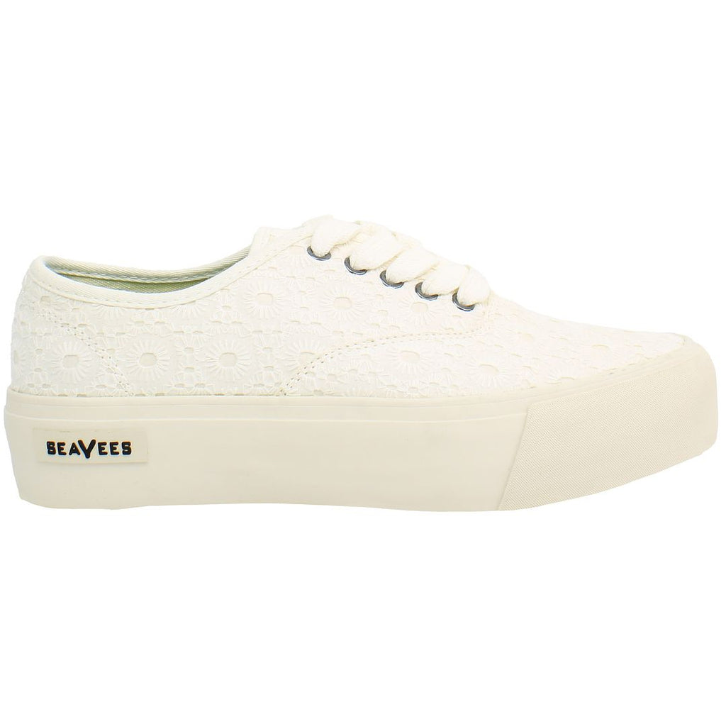 Seavees Legend Platform Embroidery Womens White Shoes