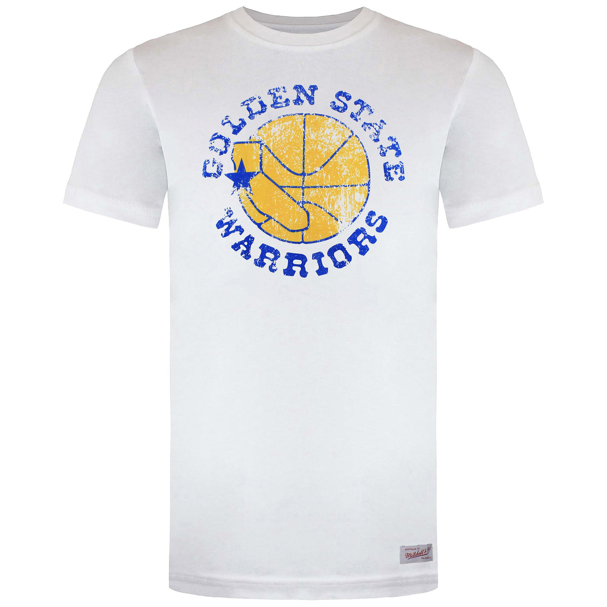 Mitchell & Ness Golden State Warriors Distressed Logo Mens T-Shirt