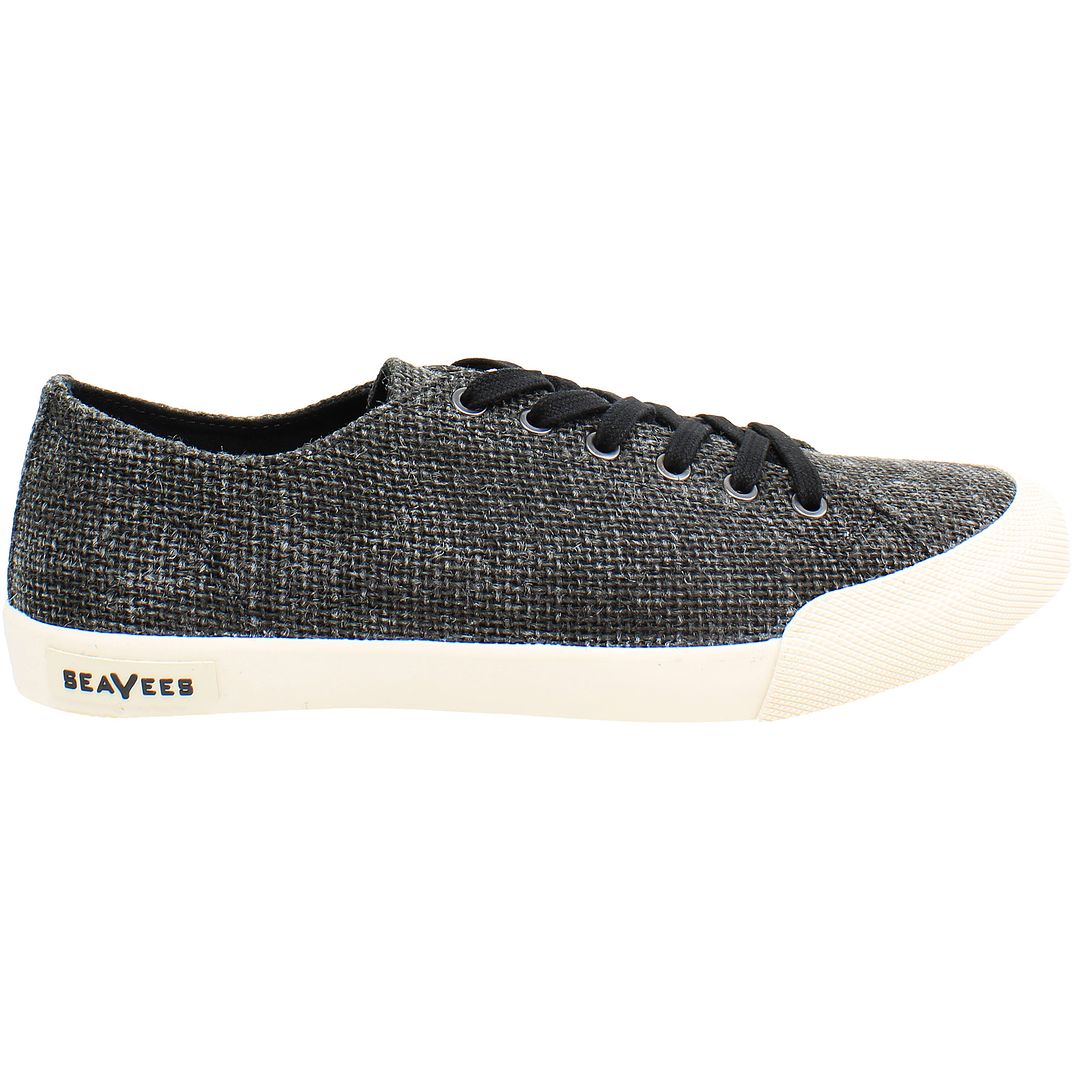 Seavees Monterey Raffia Womens Black Plimsolls