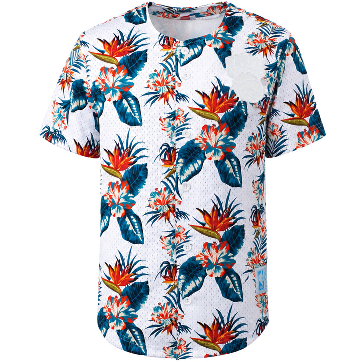 Mitchell & Ness NBA New York Knicks Floral Mesh Mens White Shirt