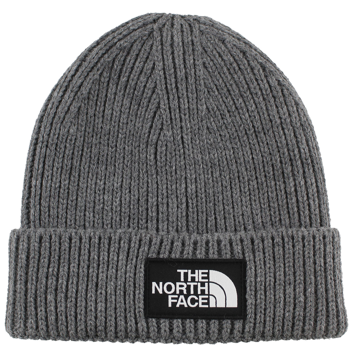 The North Face Logo Box Cuffed Grey Beanie