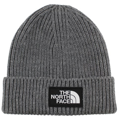 The North Face Logo Box Cuffed Grey Beanie