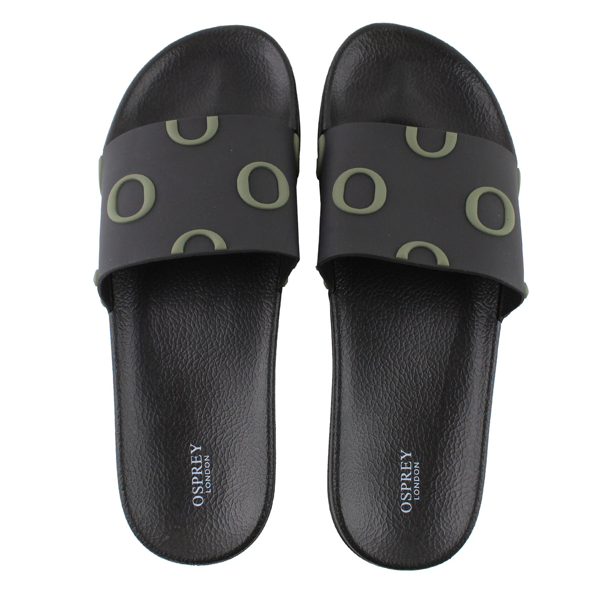 Osprey London The Holiday Mens Black/Khaki Sliders