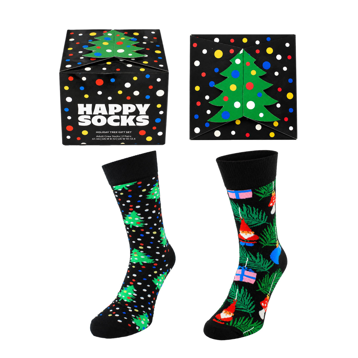 Happy Socks 2-Pack Holiday Tree Black Gift Set