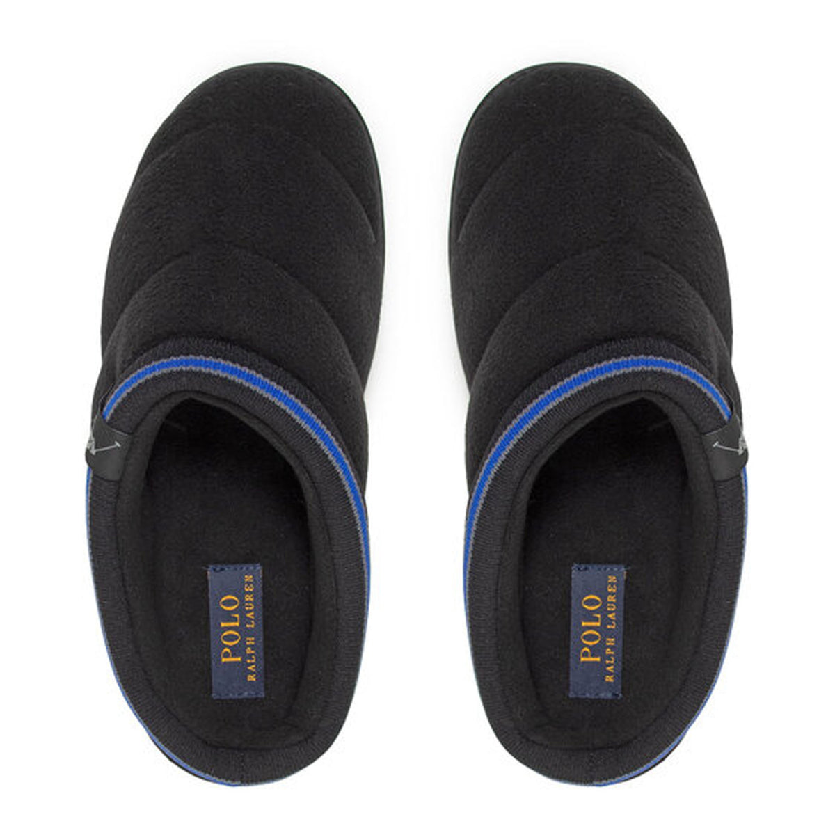 Ralph Lauren Button Scuff Mens Black Slippers