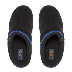 Ralph Lauren Button Scuff Mens Black Slippers