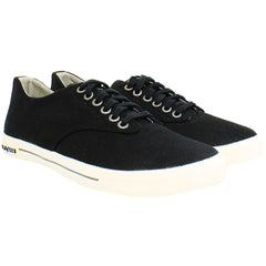 Seavees Hermosa Plimsoll Standard Black Linen Black Mens Plimsoll