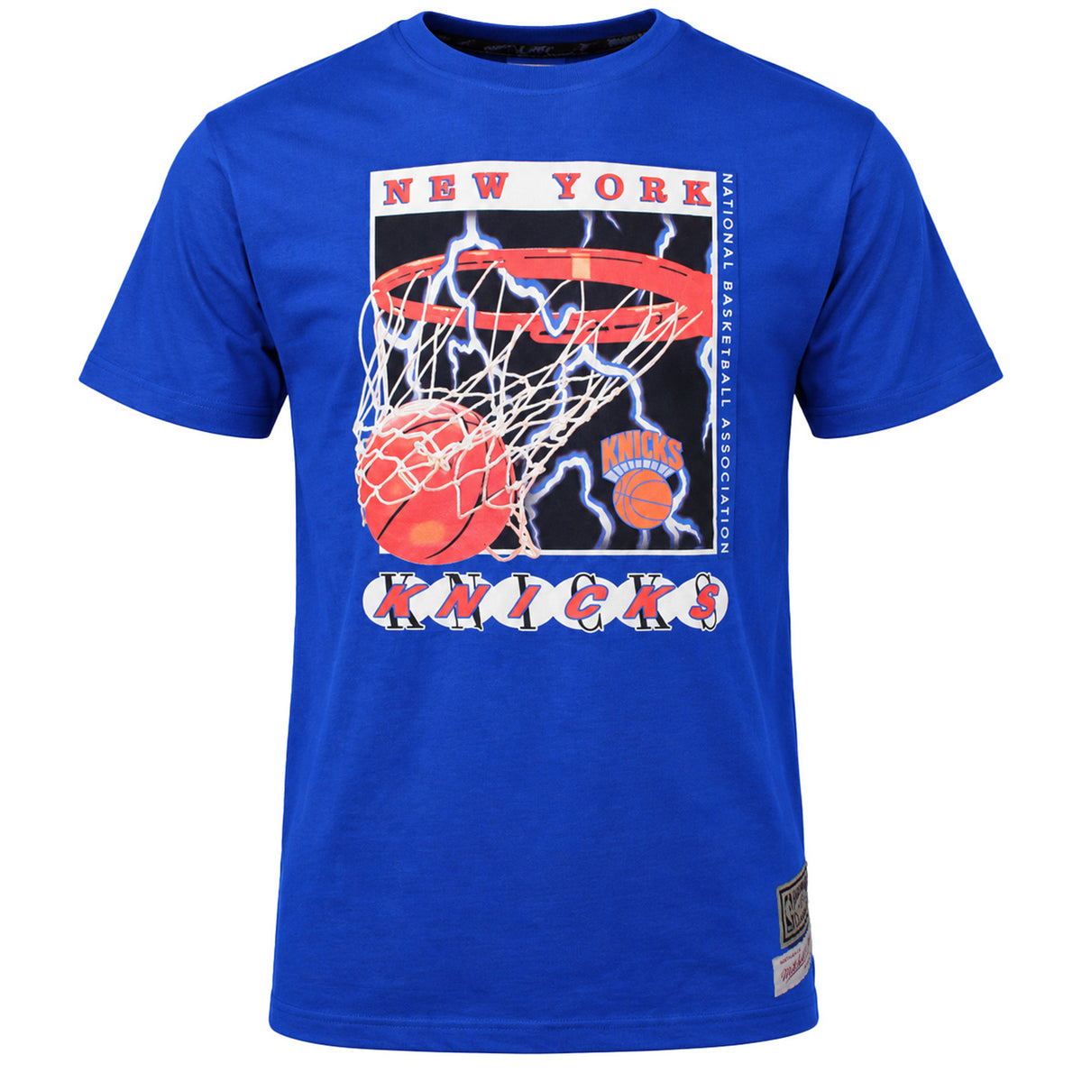 Mitchell & Ness NBA New York Knicks Lightning Hoop Mens Blue T-Shirt