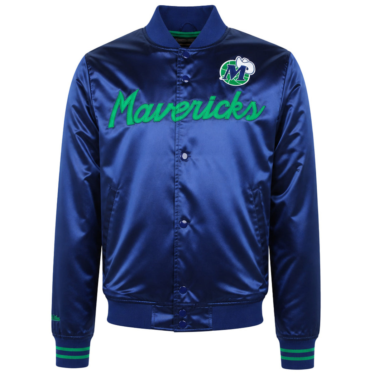 Mitchell & Ness NBA Dallas Mavericks Special Script Mens Navy Satin Jacket