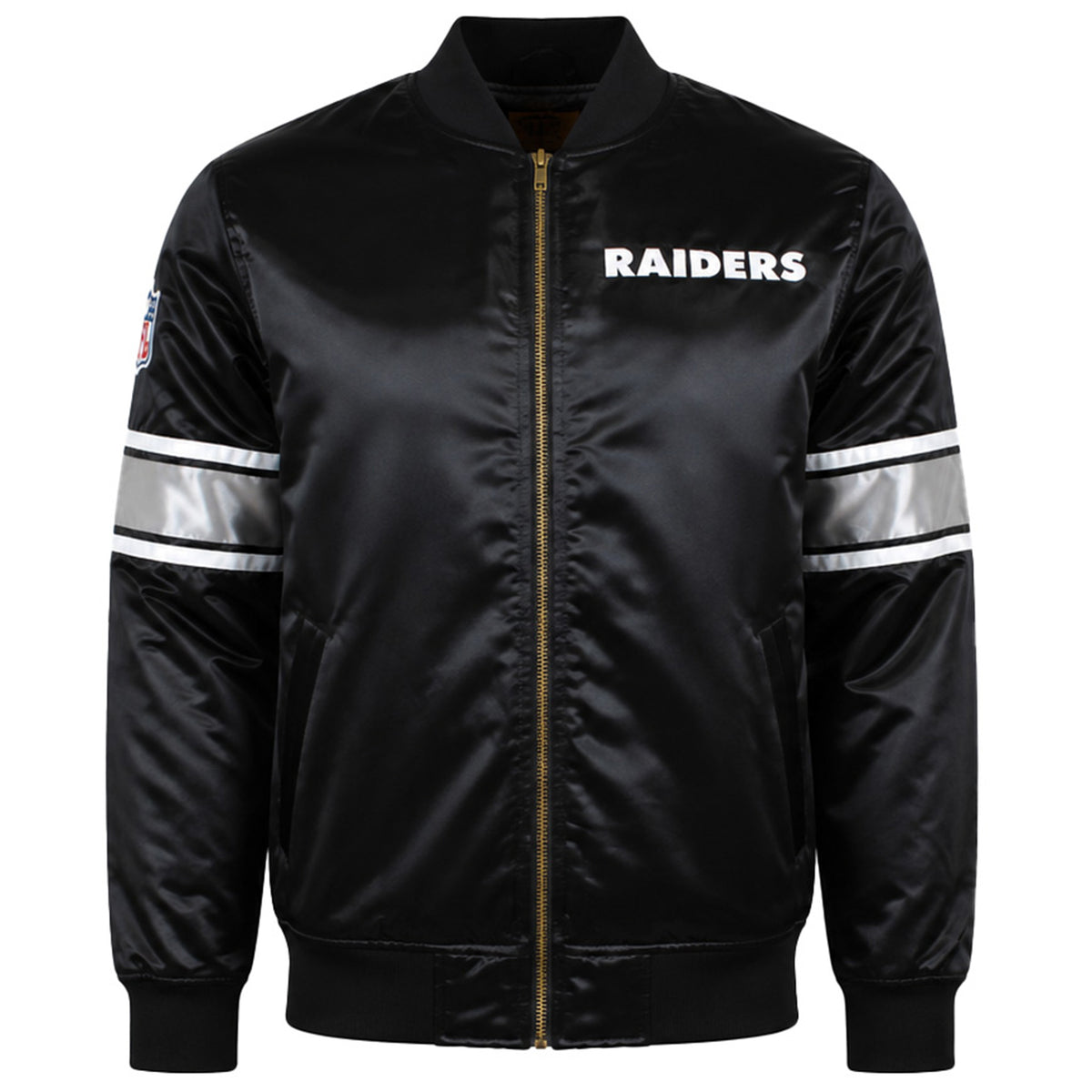 Mitchell & Ness NFL Oakland Raiders Heavyweight Mens Black Satin Jacket