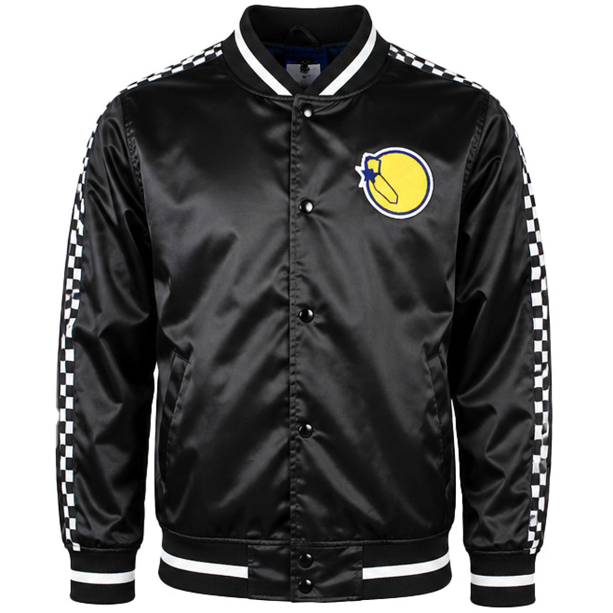 Mitchell & Ness NBA Golden State Warriors Checked Satin Mens Black Jacket