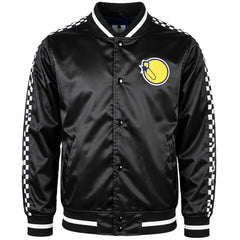 Mitchell & Ness NBA Golden State Warriors Checked Satin Mens Black Jacket