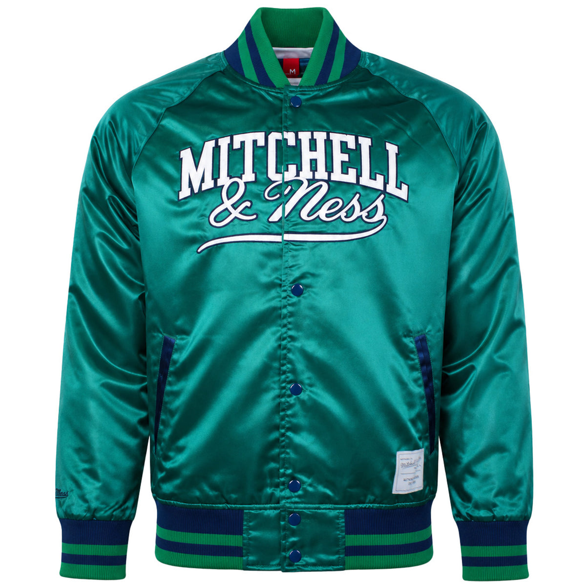 Mitchell & Ness Branded Mens Dark Green Satin Jacket
