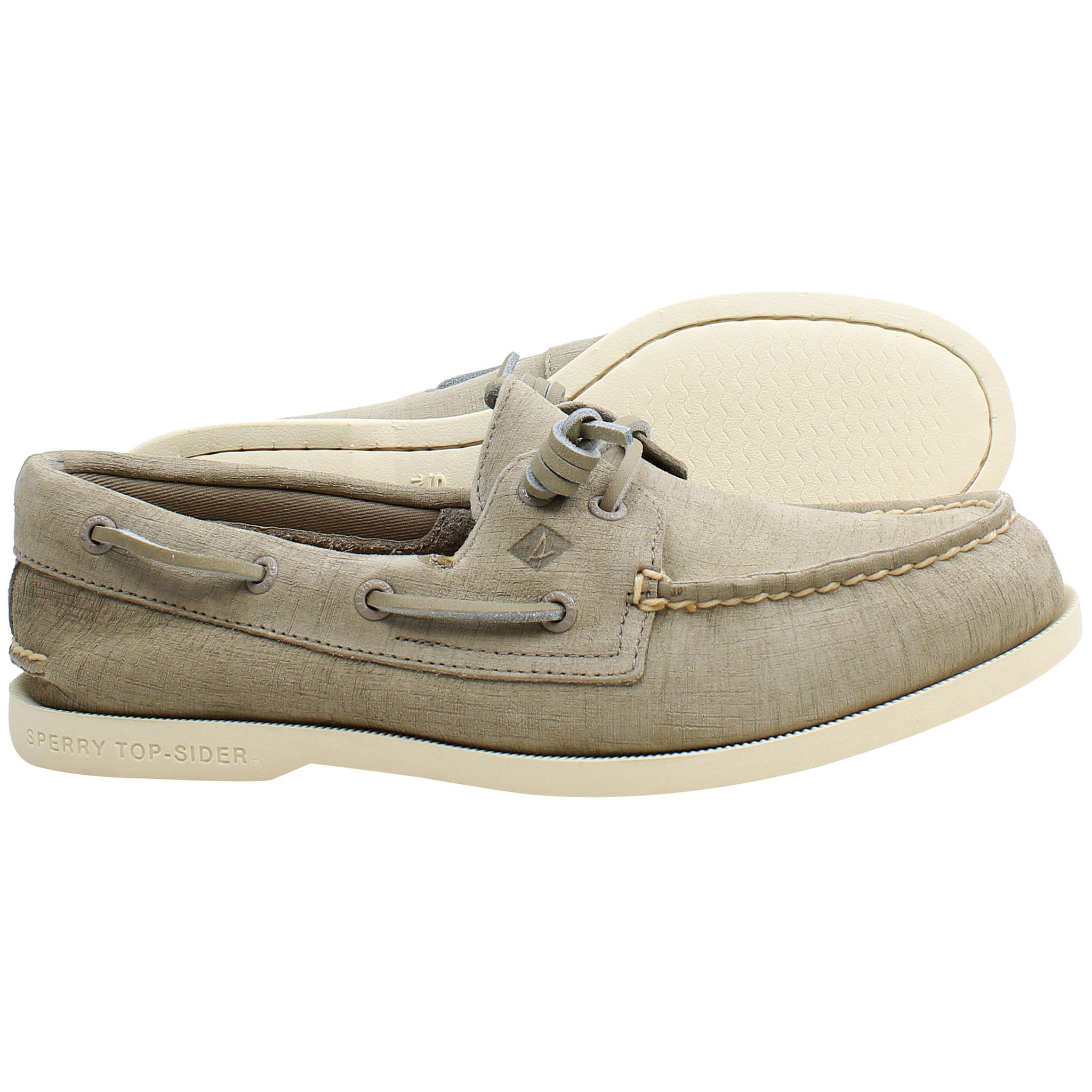 Sperry A/O 2-Eye Plushwave Womens Taupe Boat Shoes