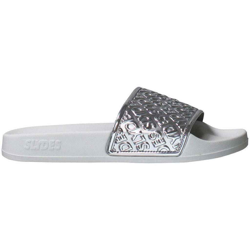 Slydes Sky Womens White/Silver Sliders