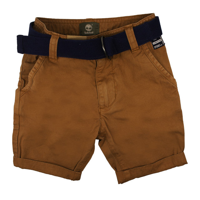 Timberland Chino Boys Kids Bermuda Cotton Brown Shorts With Belt