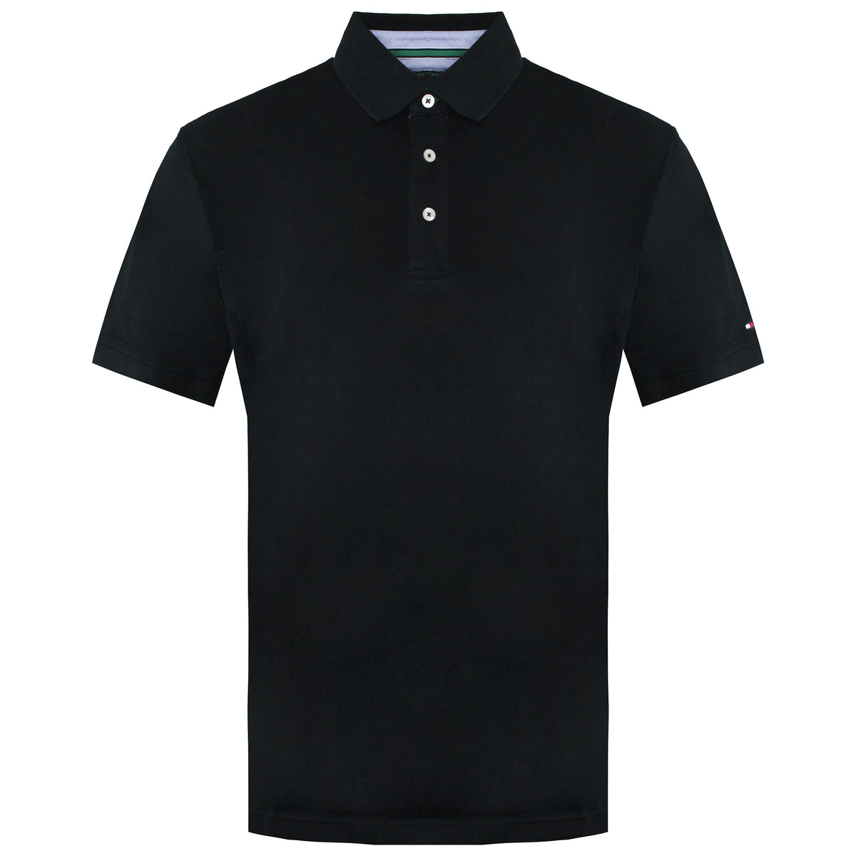 Tommy Hilfiger Short Sleeve Plain Black Collared Mens Polo Shirt TIM100 BLACK