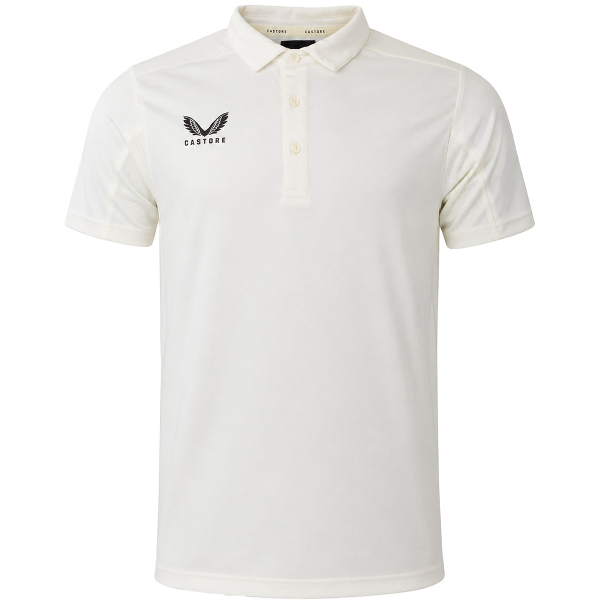 Castore Logo Mens Off White Cricket Polo Shirt