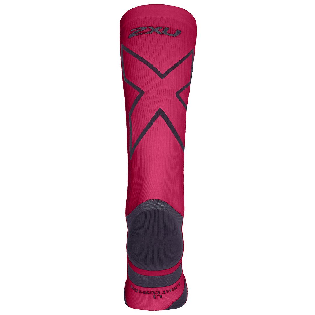 2XU Light Cushion Full Mens Hot Pink/Grey Length Socks