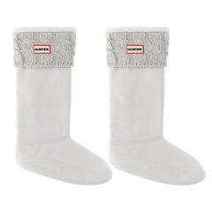 Hunter 6 Stitch Cable Cuff Tall Light Grey Boot Sock
