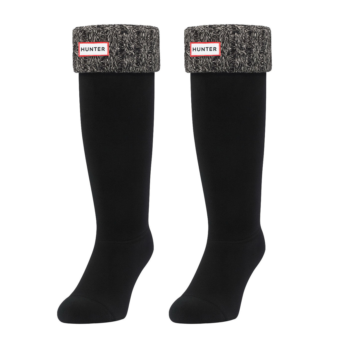 Hunter 6 Stitch Cable Knitted Black Tall Boot Socks