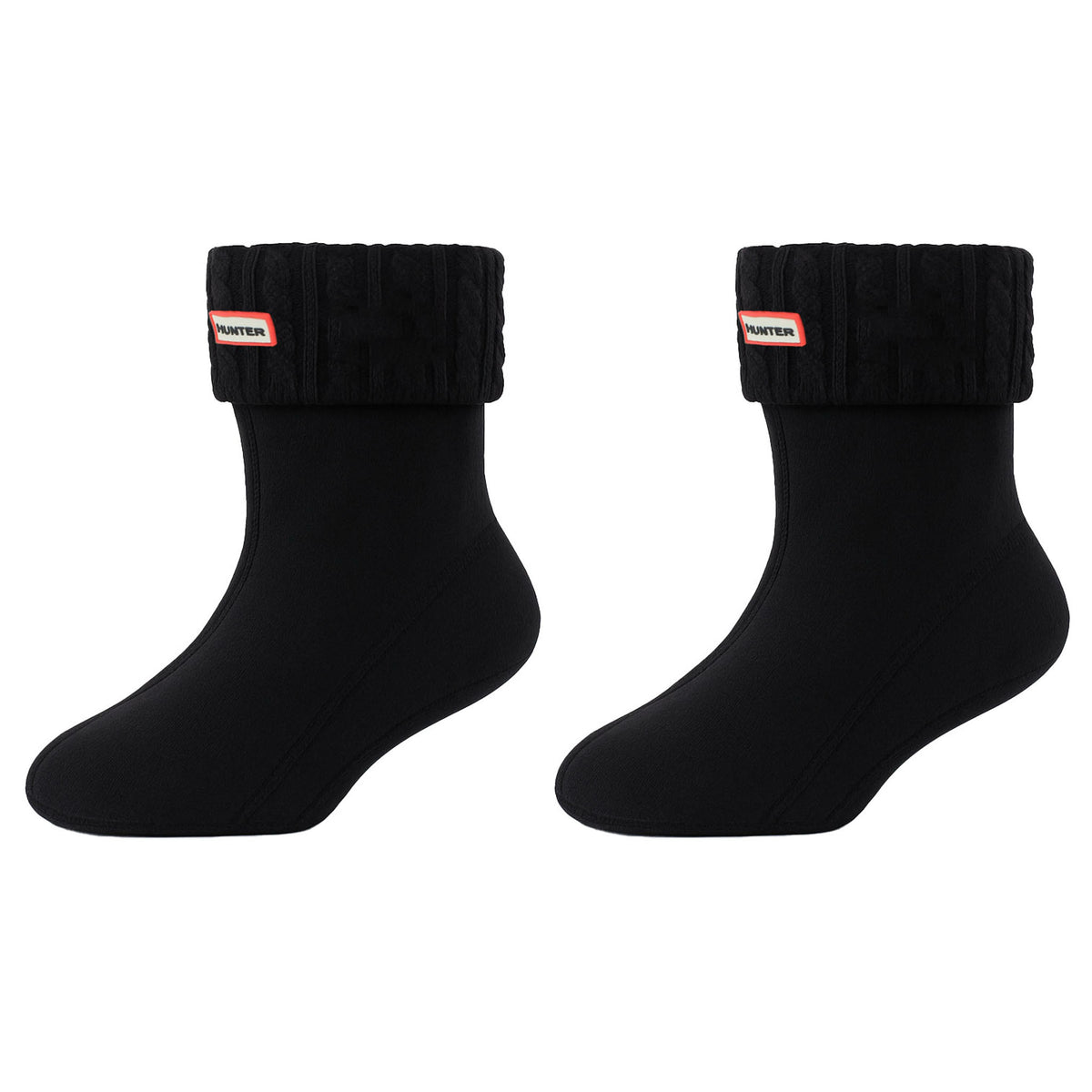 Hunter 6-Stitch Cable Black Boot Socks