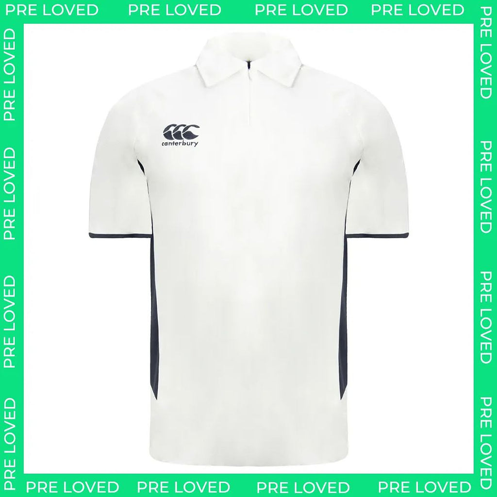 Canterbury Pro Cricket Kids Off White Polo Shirt - Dirty Marks