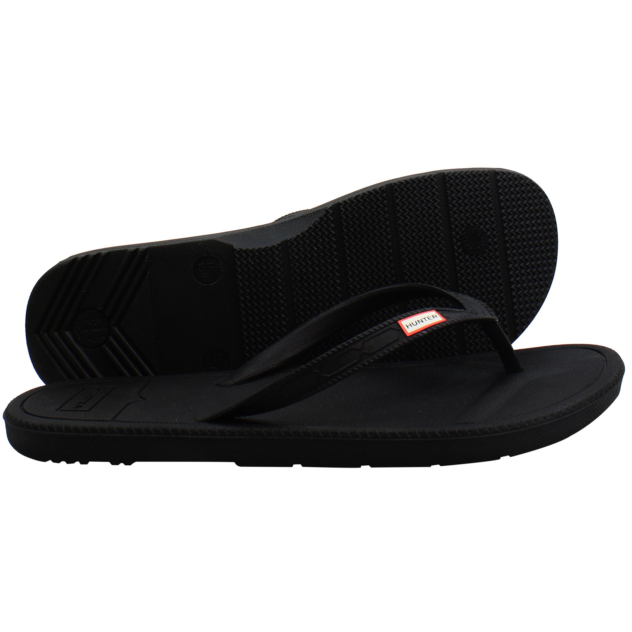 Hunter Logo Womens Black Flip-Flops