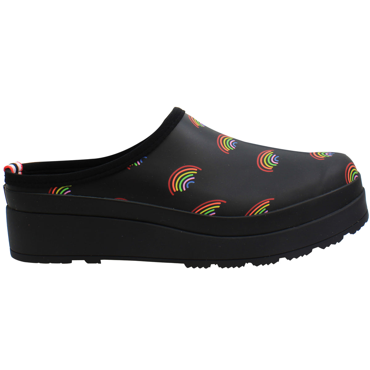 Hunter Play Mini Rainbow Print Womens Navy Clogs